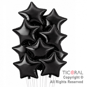 SET DE GLOBOS METALIZADOS ESTRELLA NEGRO x 10 UNIDADES